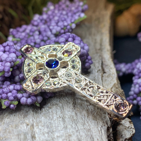 Celtic Cross Crystal Brooch — view 2