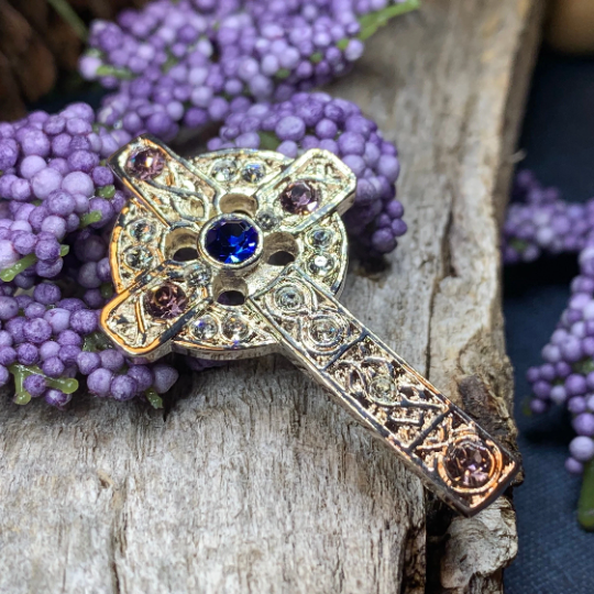 Celtic Cross Crystal Brooch — view 6