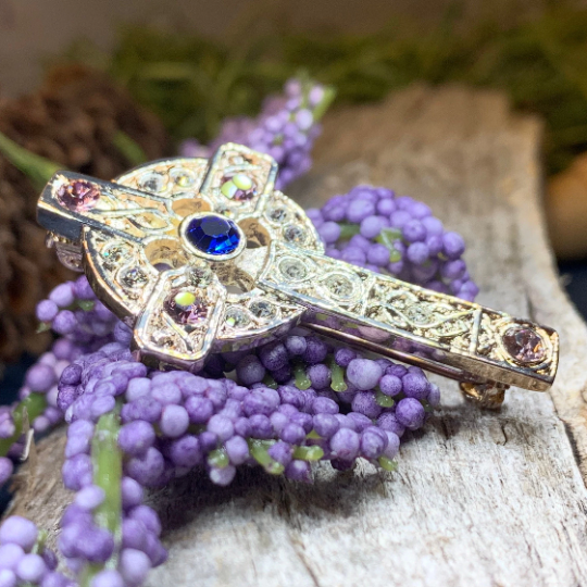 Celtic Cross Crystal Brooch — view 3