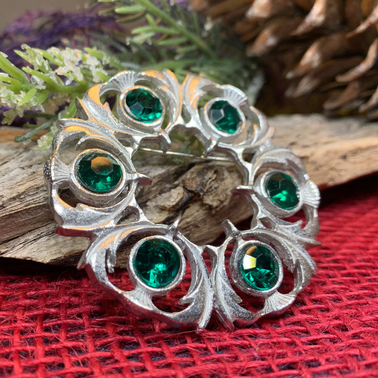 Crystal Celtic Thistle Brooch - Handmade in Scotland — view 5