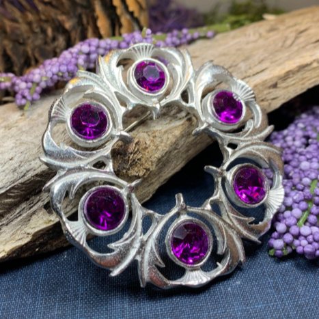 Crystal Celtic Thistle Brooch - Handmade in Scotland — view 2