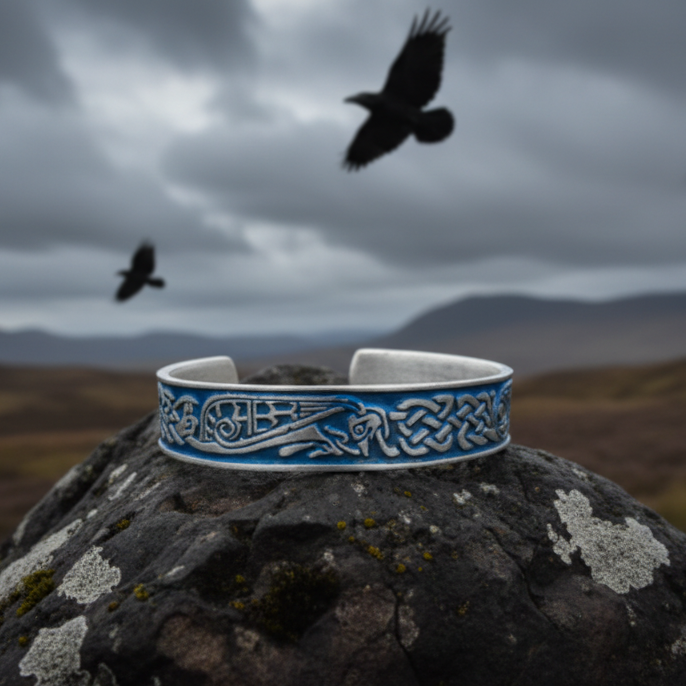 Celtic Raven Cuff Bracelet — view 7