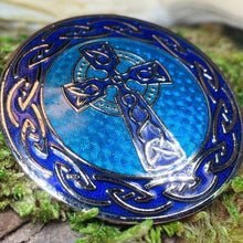 Load image into Gallery viewer, Enamel Celtic Cross Round Brooch
