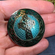 Load image into Gallery viewer, Enamel Celtic Cross Round Brooch
