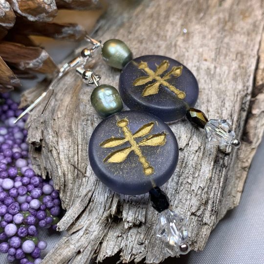 Pearl Dragonfly Earrings — view 4
