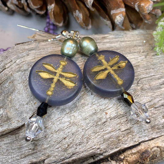 Pearl Dragonfly Earrings — view 3