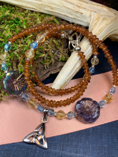 Wine & Roses Trinity Knot Necklace — view 6
