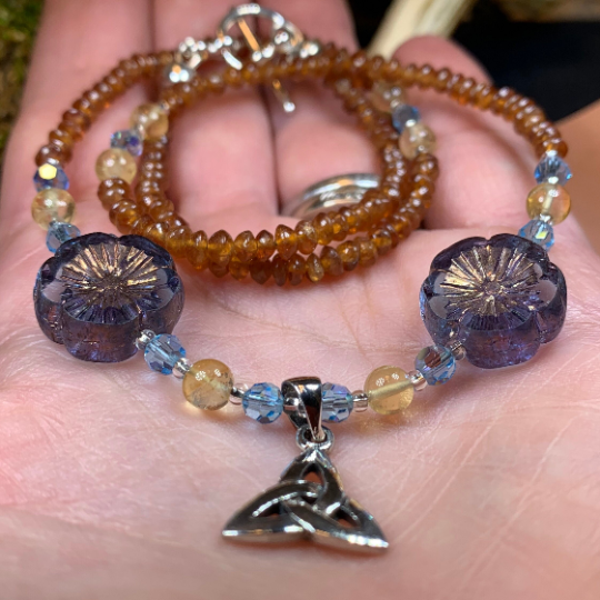 Wine & Roses Trinity Knot Necklace — view 4