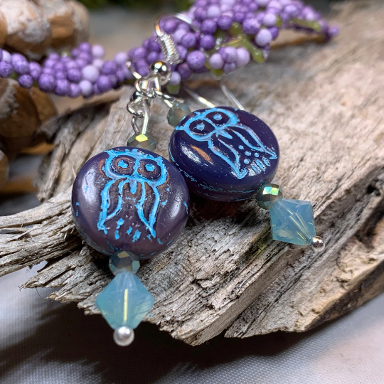 Mystical Blue Owl Earrings — view 3
