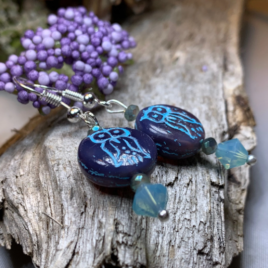 Mystical Blue Owl Earrings — view 5