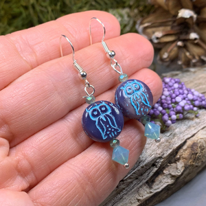Mystical Blue Owl Earrings