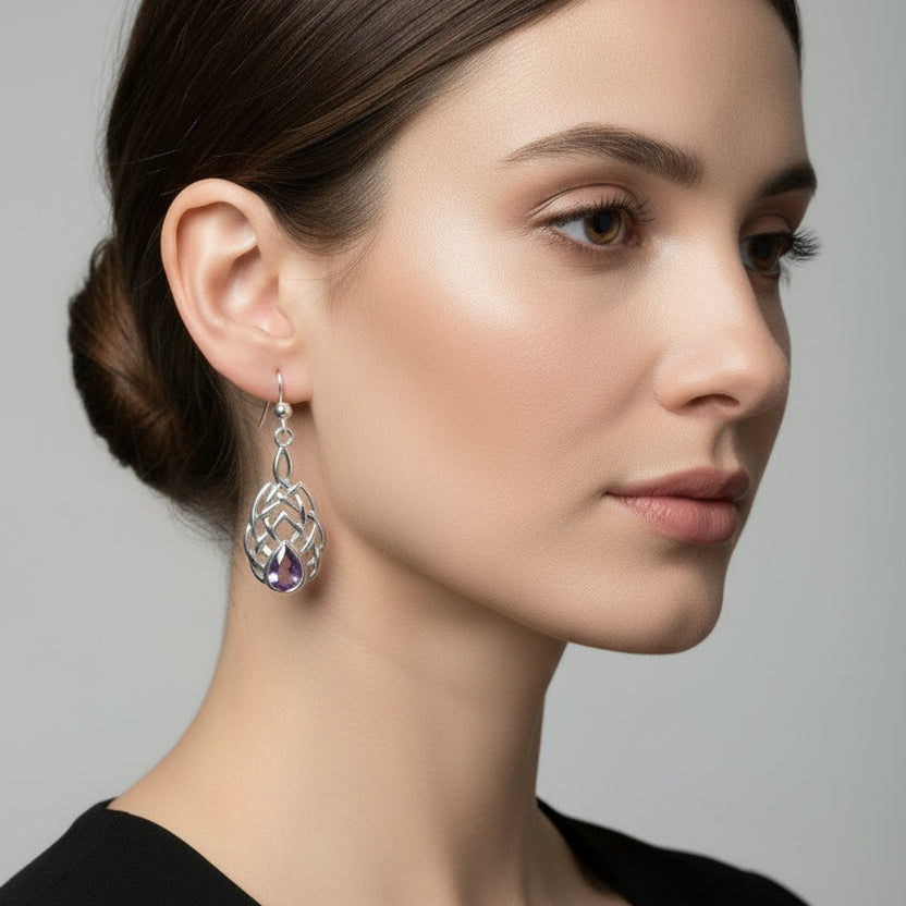 Abria Celtic Knot Earrings in Sterling Silver — view 10