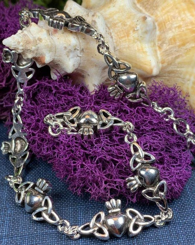 Lavena Celtic Knot Claddagh Bracelet in Sterling Silver — view 5