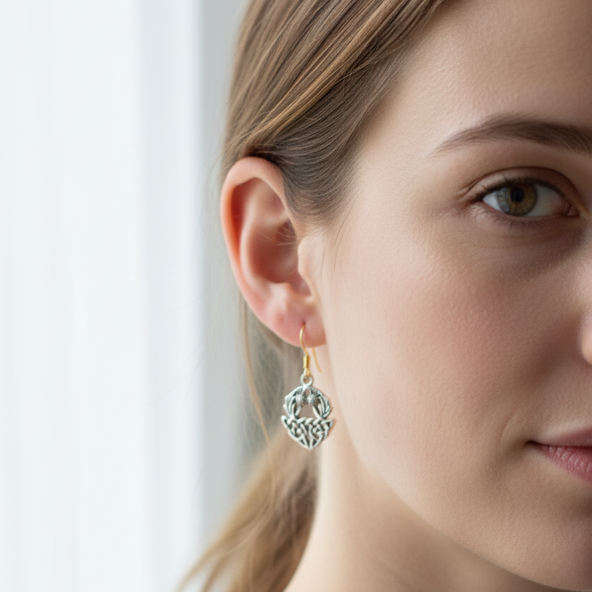 Audrey Scottish Thistle Earrings in Sterling Silver — view 2
