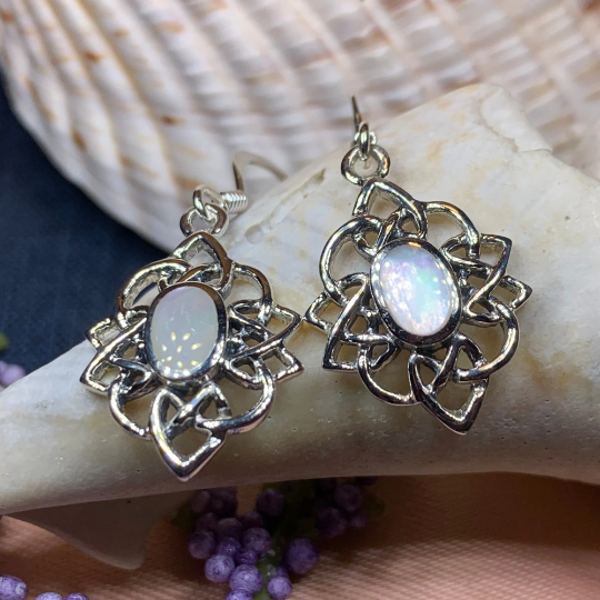 Sybil Celtic Knot Mother of Pearl Earrings in Sterling Silver — view 8
