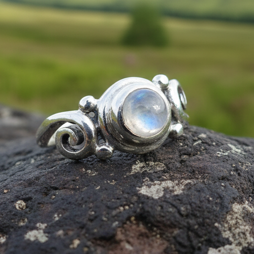 Lorna Celtic Knot Moonstone Ring in sterling silver