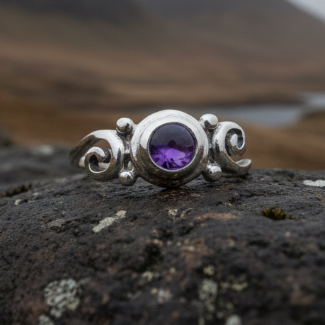 Jillian Celtic Knot Amethyst Ring in Sterling Silver