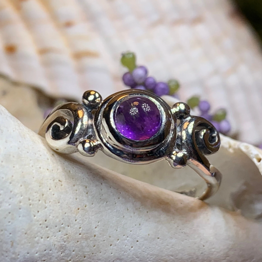 Jillian Celtic Knot Amethyst Ring in Sterling Silver — view 4