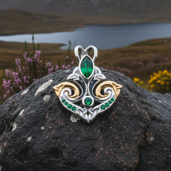 Celtic Triquetra Gemstone Necklace in Sterling Silver