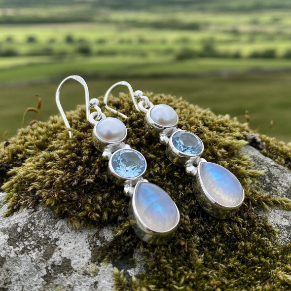 Ava Moonstone Earrings for Women — view 2