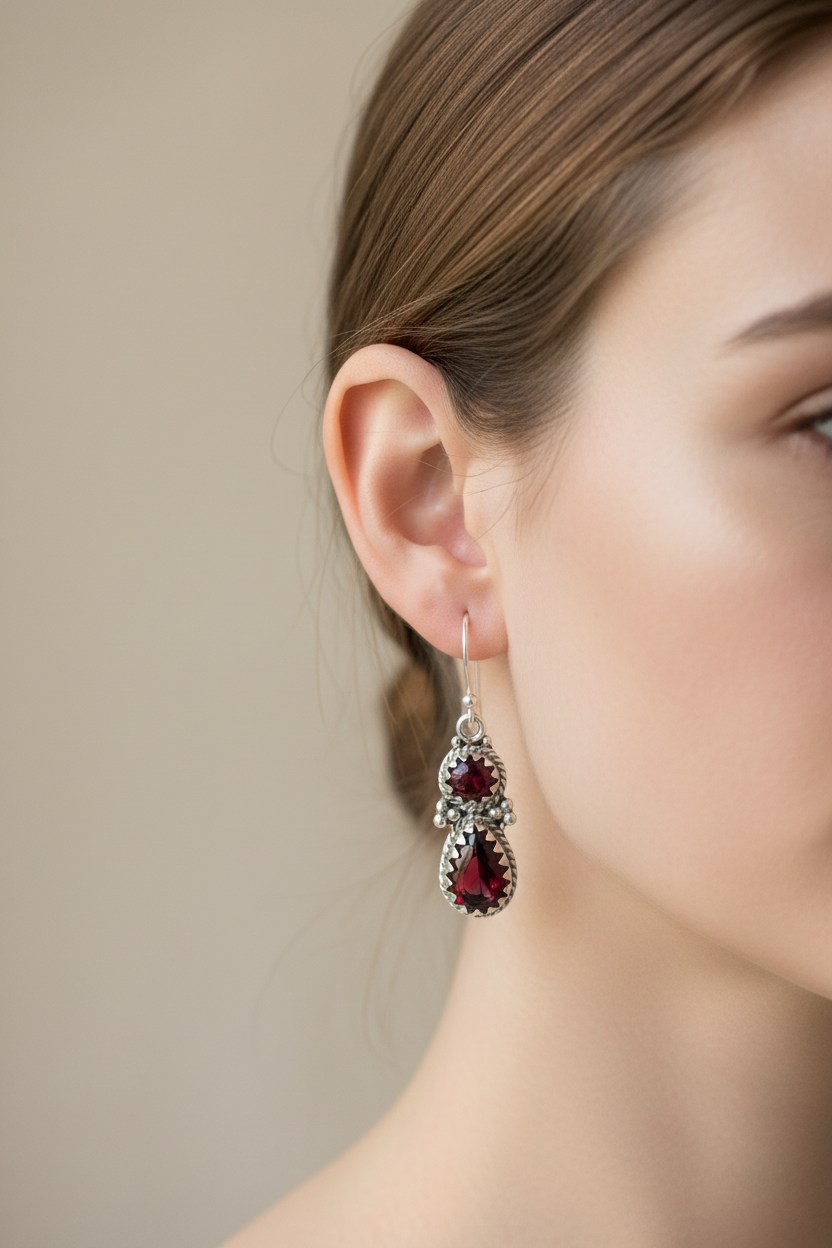 Garnet Romantic Earrings for Women