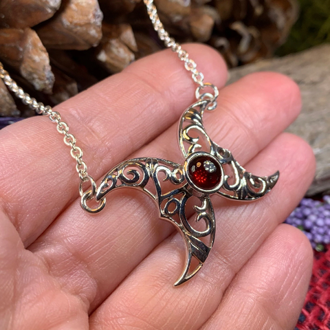 Load image into Gallery viewer, Morgana Celtic Moon Necklace in Sterling Silver
