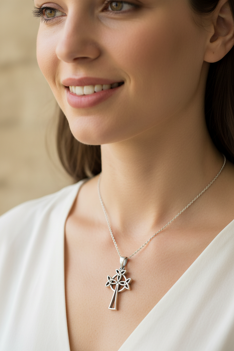 Load image into Gallery viewer, Trinity Celtic Cross Necklace
