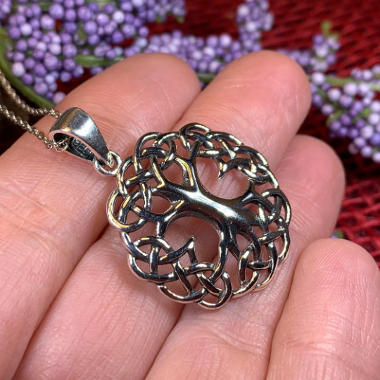 Cynthia Celtic Tree of Life Necklace in Sterling Silver — view 8