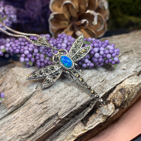 Load image into Gallery viewer, Opal Dragonfly Necklace
