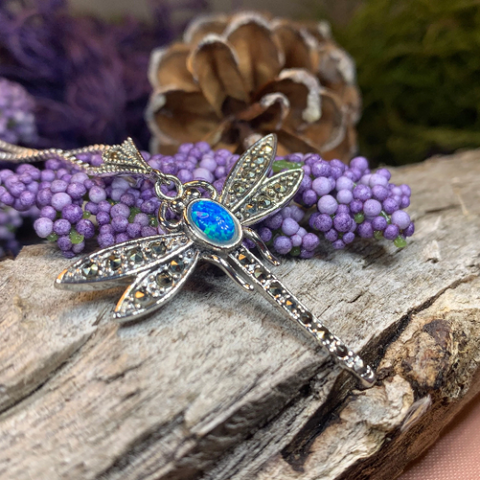 Load image into Gallery viewer, Opal Dragonfly Necklace
