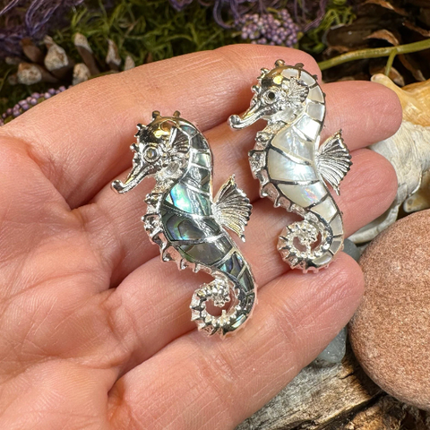 Load image into Gallery viewer, Abalone Seahorse Necklace
