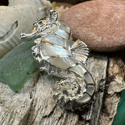 Load image into Gallery viewer, Abalone Seahorse Necklace
