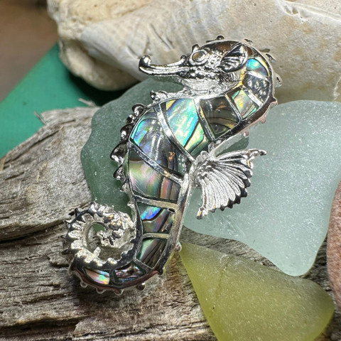 Load image into Gallery viewer, Abalone Seahorse Necklace
