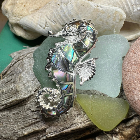 Load image into Gallery viewer, Abalone Seahorse Necklace
