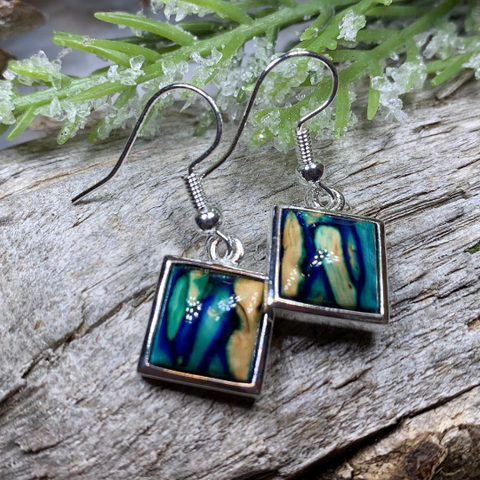 Load image into Gallery viewer, Heathergems Square Earrings - Handmade in Scotland
