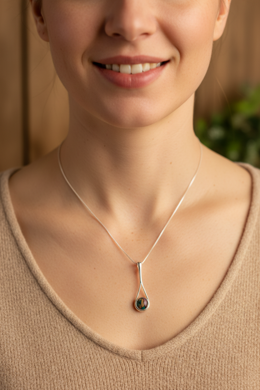 Scottish Raindrop Heathergems Necklace - Handmade in Scotland — view 2