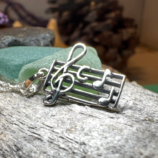 Music Notes Necklace in sterling silver