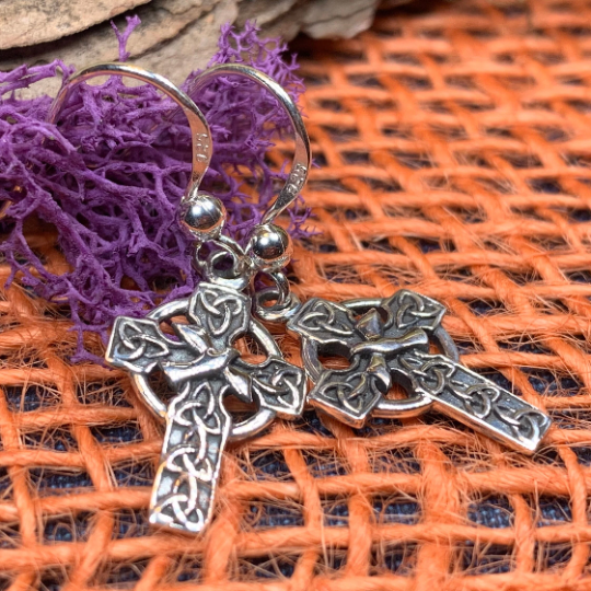 Dove Celtic Cross Earrings — view 4