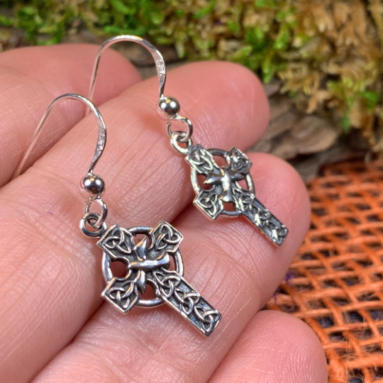 Dove Celtic Cross Earrings — view 2