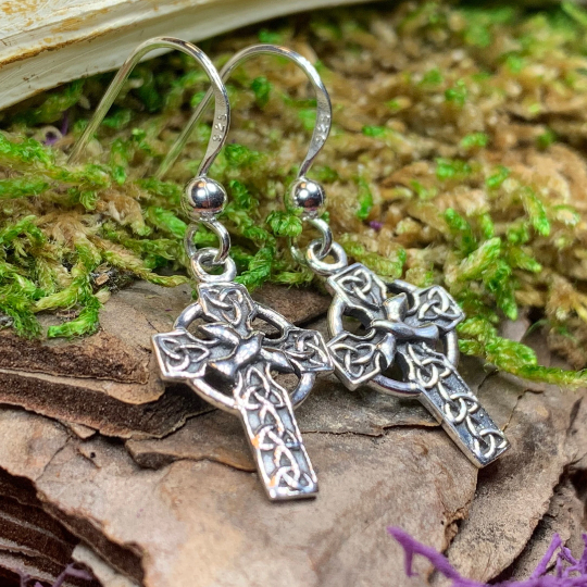 Dove Celtic Cross Earrings — view 7