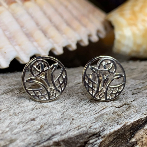 Rose Mackintosh Stud Earrings in sterling silver