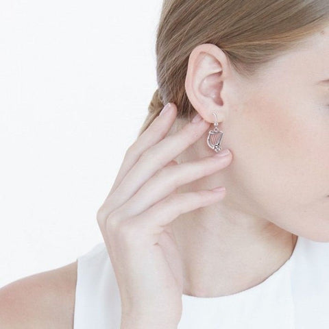 Load image into Gallery viewer, Sarai Irish Harp Earrings in Sterling Silver
