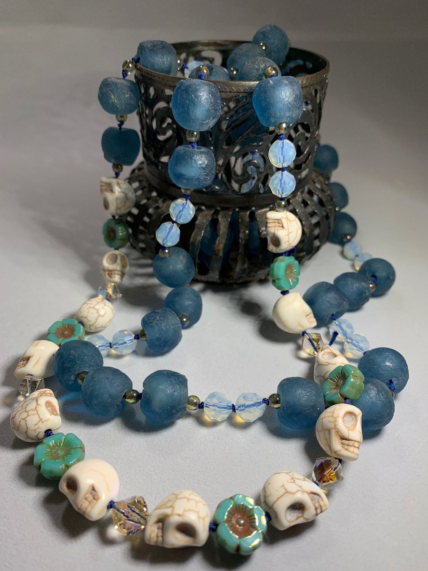 Long Beaded Necklace, Hand Knotted Jewelry, Beach Glass Jewelry, Boho Jewelry, Yoga Jewelry, Art Deco Necklace, Crystal Necklace, Graduation