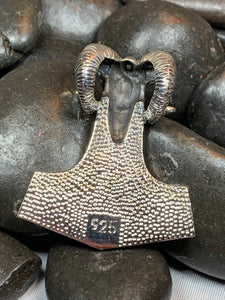 Thor&#39;s Hammer Necklace, Norse Necklace, Viking Necklace, Ram Head Necklace, Valknut Pendant, Celtic Jewelry, Mjöllnir, Anniversary Gift