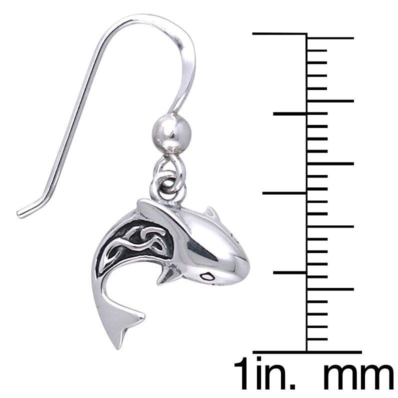 Celtic Shark Earrings in Sterling Silver — view 8