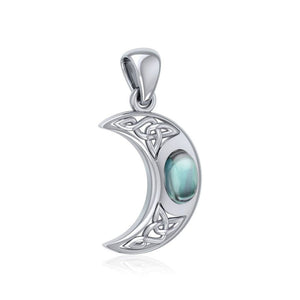 Moon Necklace, Celtic Jewelry, Celestial Jewelry, Wiccan Jewelry, Gemstone Jewelry, Crescent Moon Pendant, Irish Jewelry, Anniversary Gift