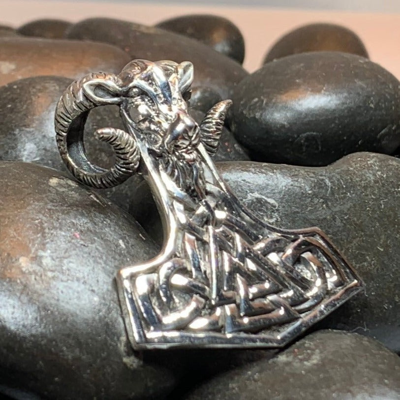 Thor's Hammer Necklace, Norse Necklace, Viking Necklace, Ram Head Necklace, Valknut Pendant, Celtic Jewelry, Mjöllnir, Anniversary Gift