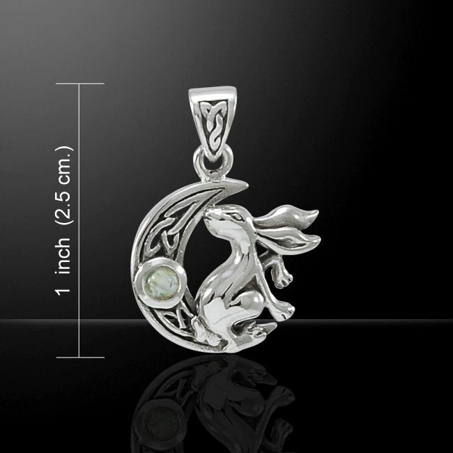 Celtic Rabbit Moon Necklace with Moonstone — view 7