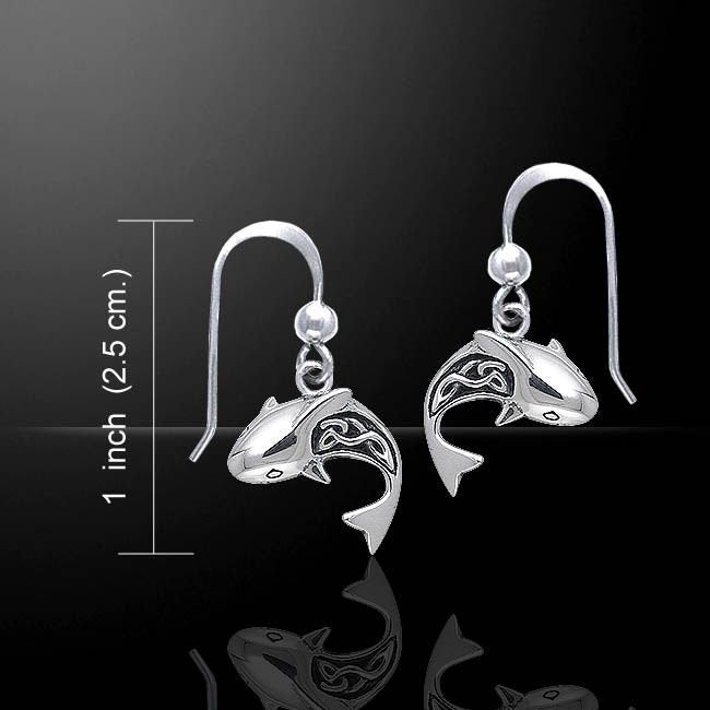 Celtic Shark Earrings in Sterling Silver — view 9