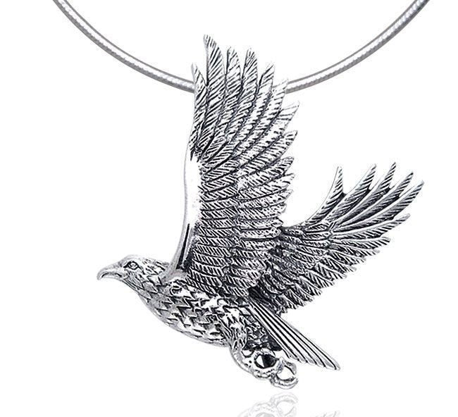 Eagle in Flight Necklace in Sterling Silver
